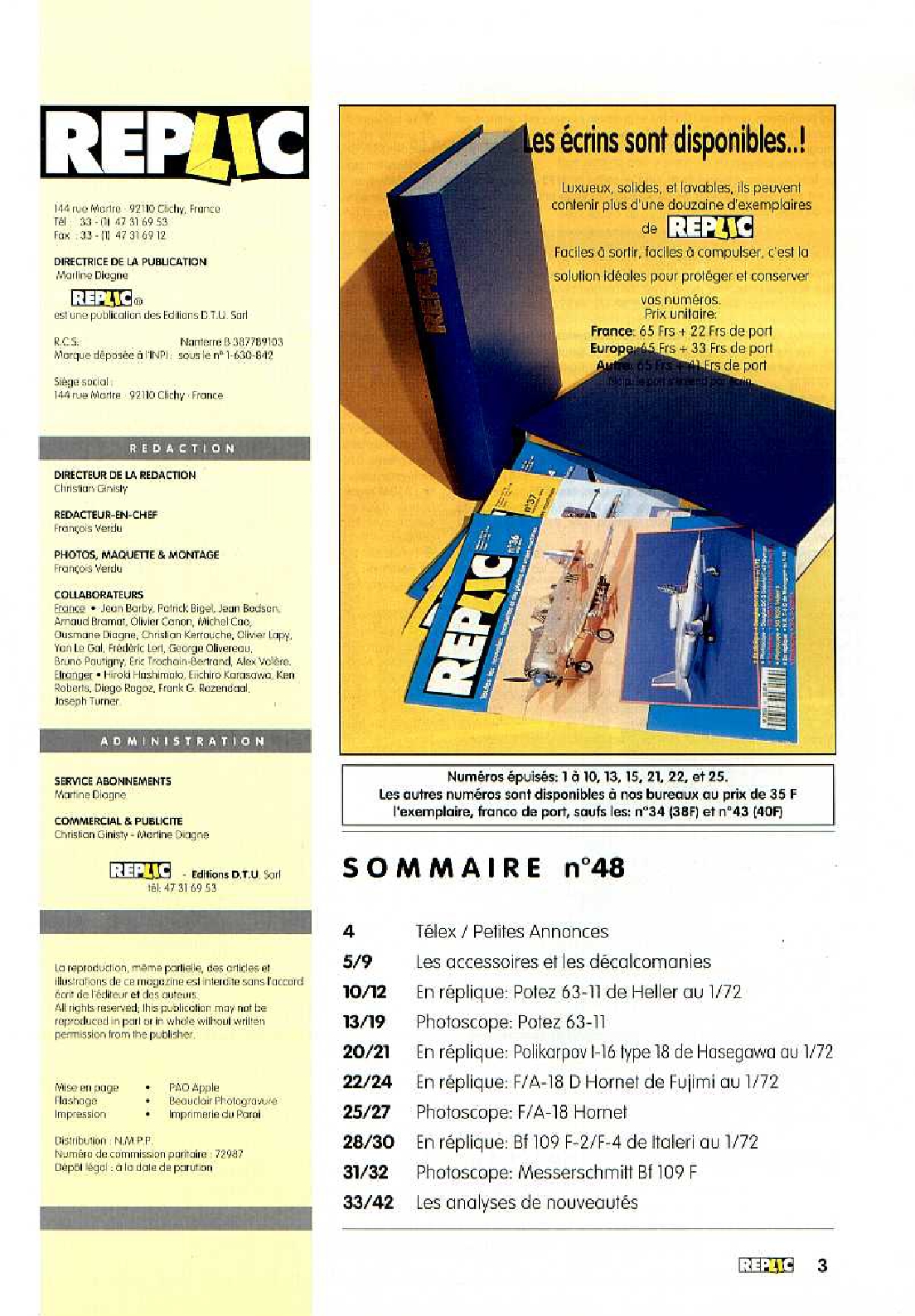 Replic 048 - Potez 63-11, I-16 type 18, F-A-18 Hornet, Bf-109 F